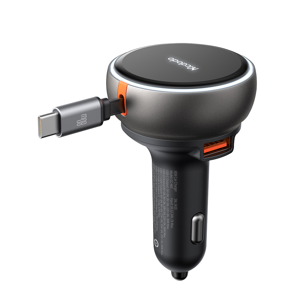 맥도도 80W C타입 케이블 일체형 차량용 2포트 고속충전기 CC485(Mcdodo 80W Type C 2-Port Car Charger with Retractable Cable CC485) - 1