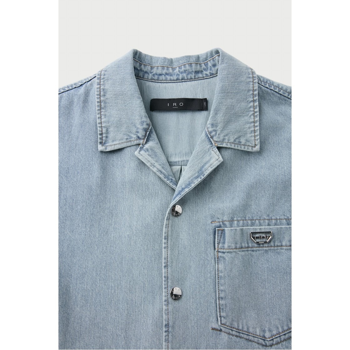 이로 슈쥬리 데님 반팔 셔츠 라이트 블루(Iro Szuree Denim Short Sleeve Shirt Light Blue) - 4