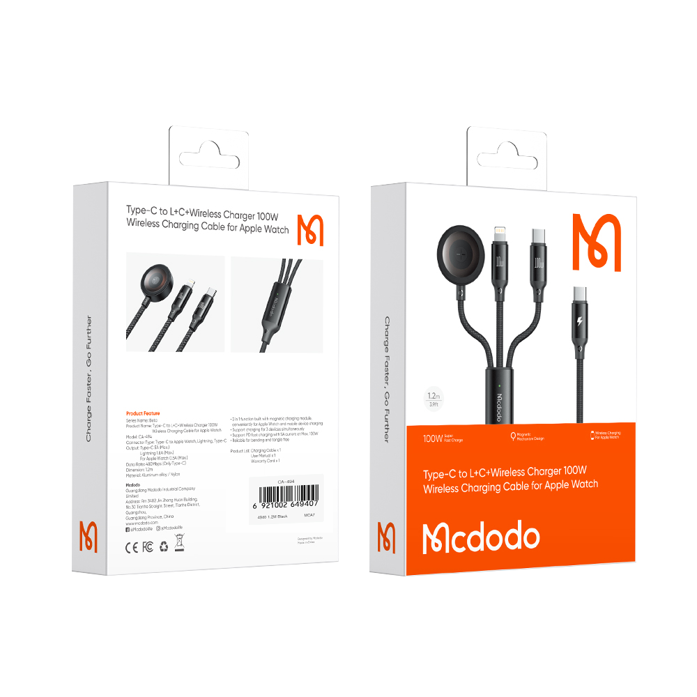 맥도도 3in1 C타입 애플워치 올인원 멀티 고속충전 케이블 CA494(Mcdodo 3in1 Fast Charging Cable For Apple Watch CA494) - 4