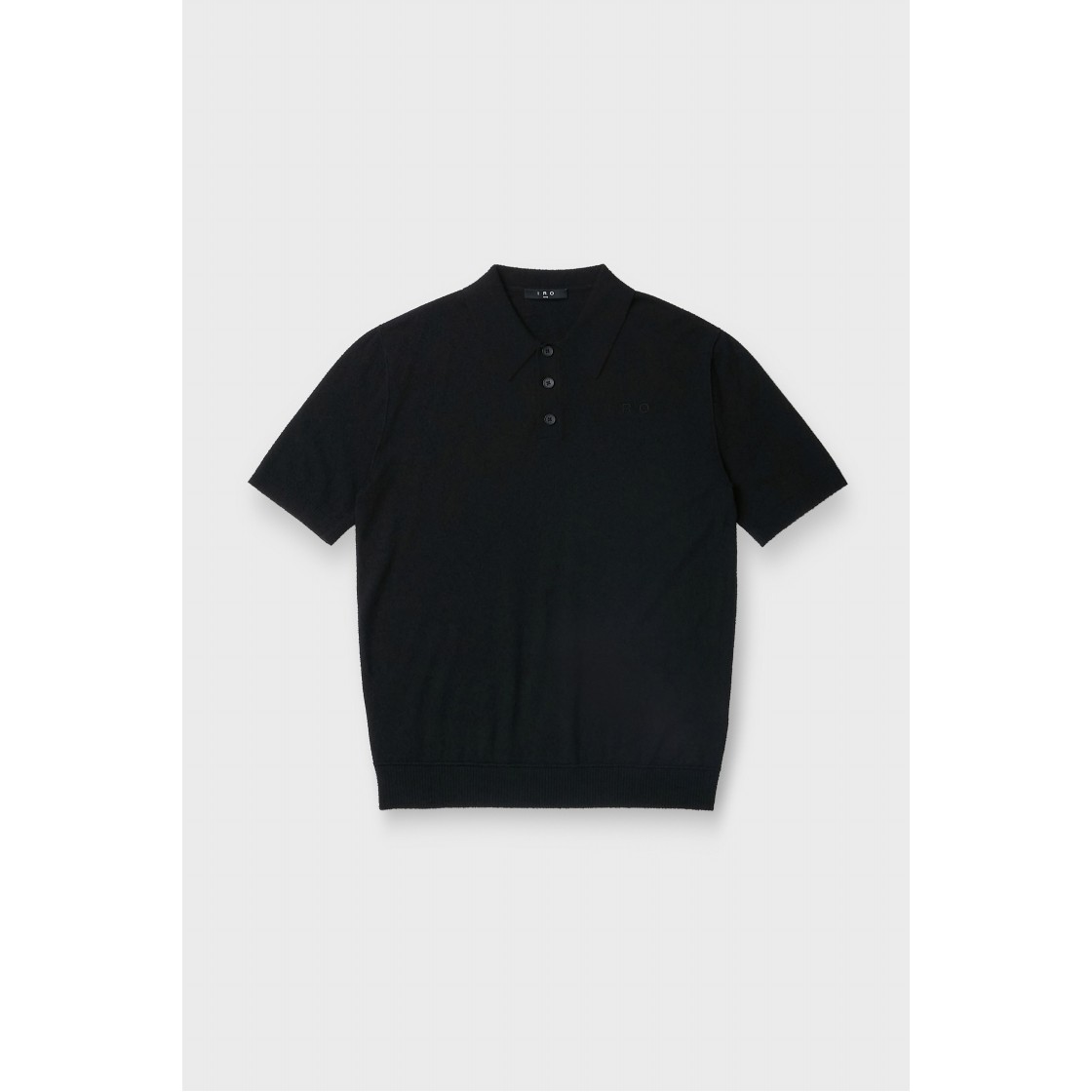 이로 바란코 버튼 카라 숏 슬리브 니트 블랙(Iro Baranco Button Collar Short Sleeve Knit Black) - 2