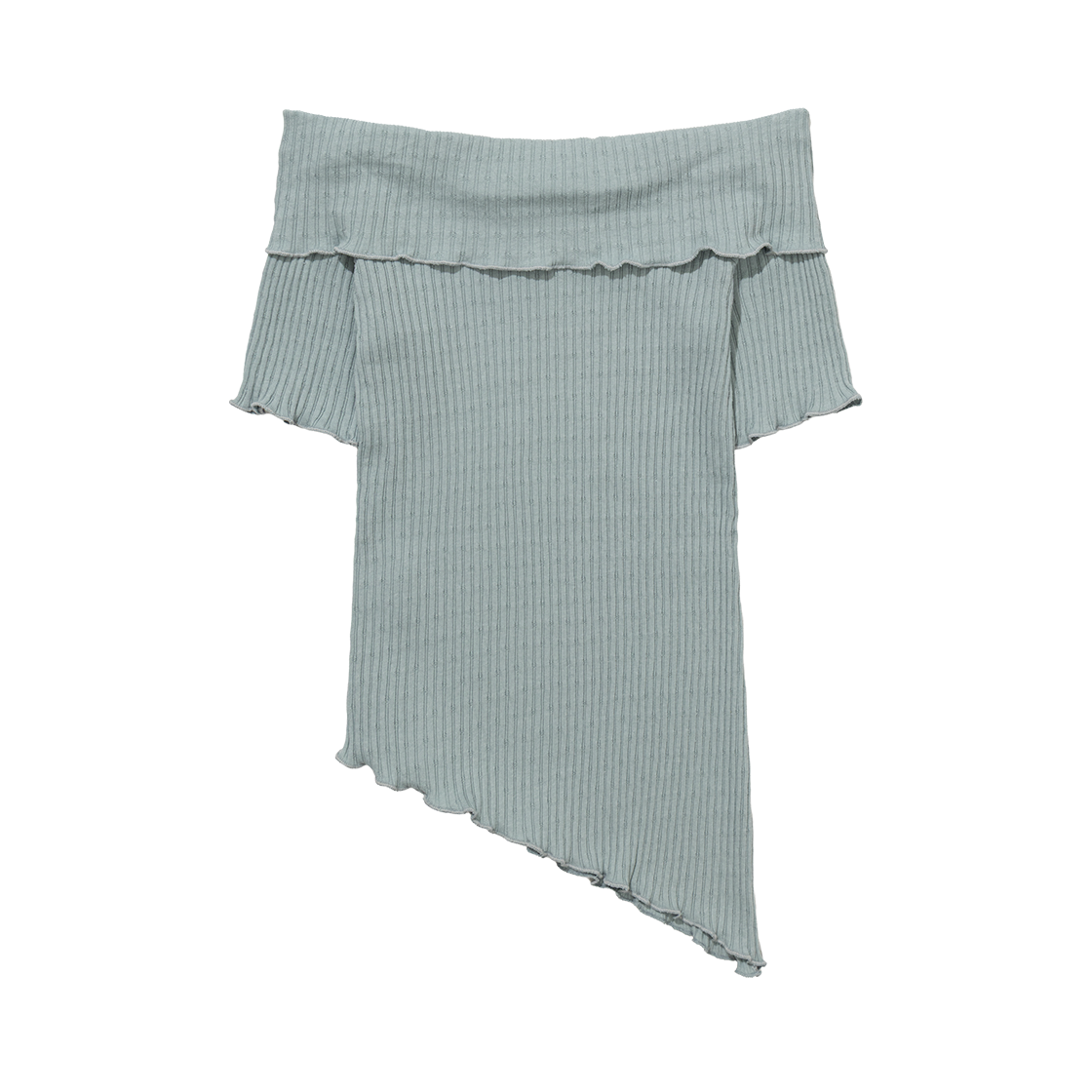 어글리쉐도우 어시메트릭 립 오프숄더 티 민트(UGLYSHADOW Asymmetric Rib Off-Shoulder Tee Mint) - 2