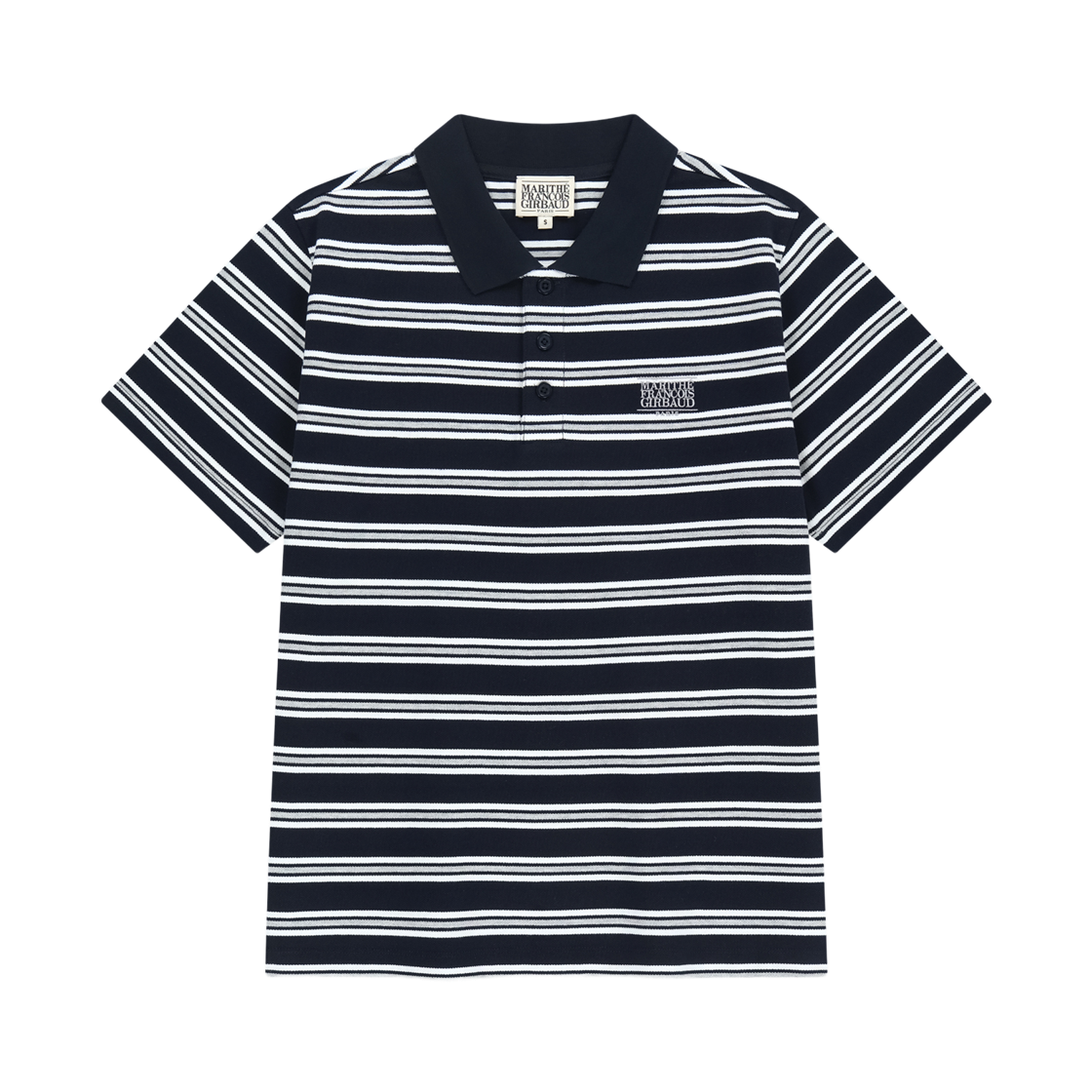MFG46UTS205 Marithe Francois Girbaud Small Classic Logo Pique Collar T-Shirt Dark Navy