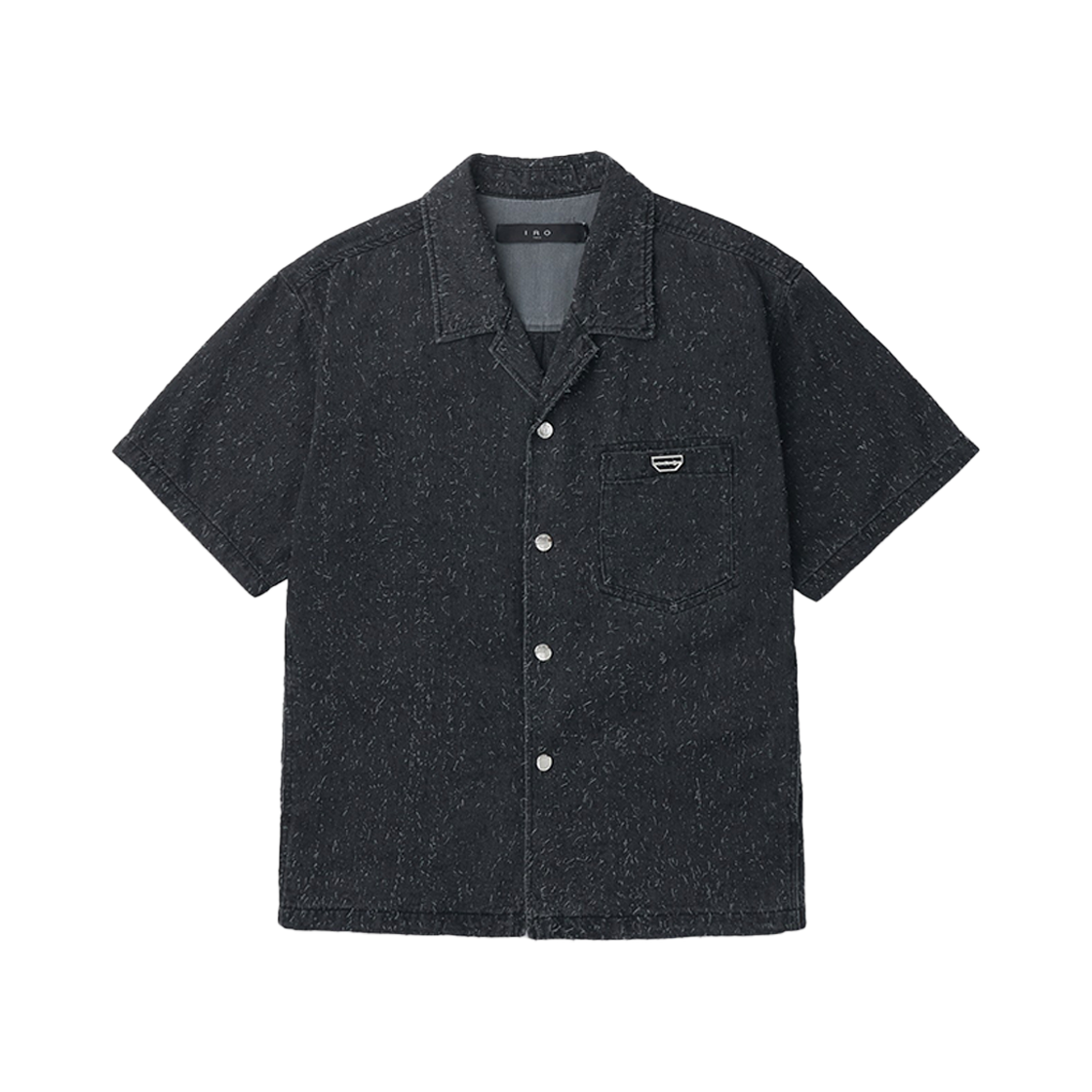이로 슈쥬리 데님 펀칭 반팔 셔츠 블랙(Iro Szuree Denim Punching Short Sleeve Shirt Black) - 1