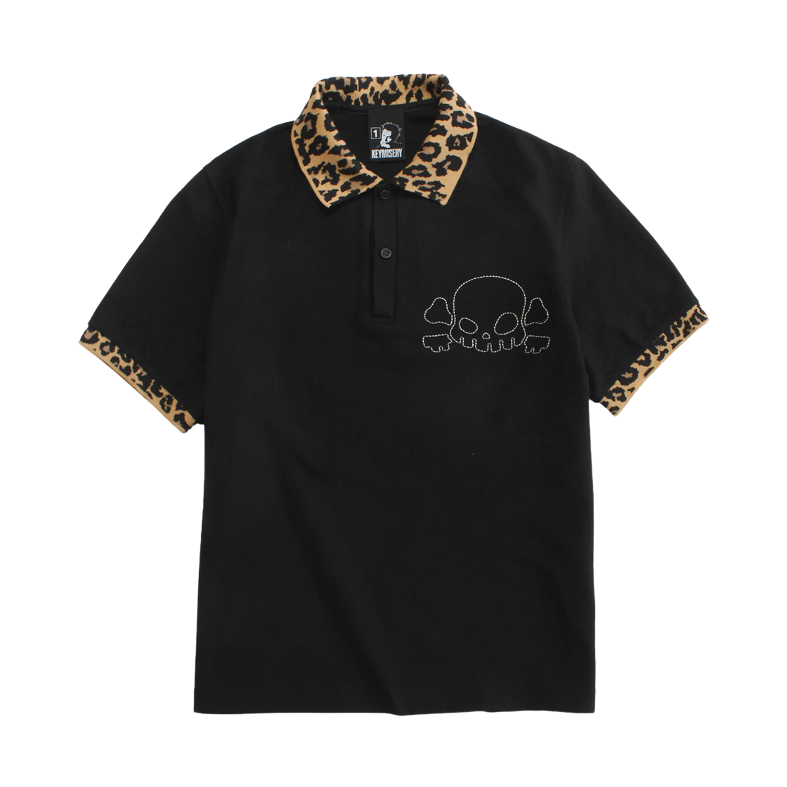 키미저리 크롭 PK 티셔츠 블랙(Keymisery Leopard Crop PK T-shirt Black) - 1