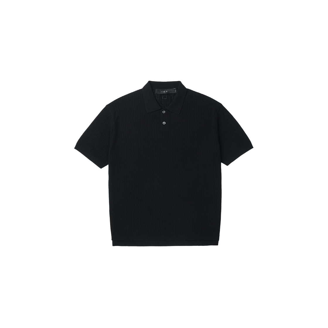 IQWAM26706BKX Iro Ligne Minimal Texture Variation Collar Short Sleeve Knit Black