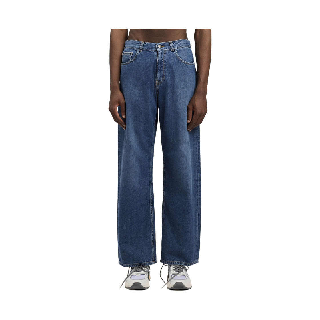 팜엔젤스 MW 커브드 로고 루즈 5 포켓 - 미디엄 블루 미디엄 블루(Palm Angels Mw Curved Logo Loose 5 Pocket - Medium Blue) - 2