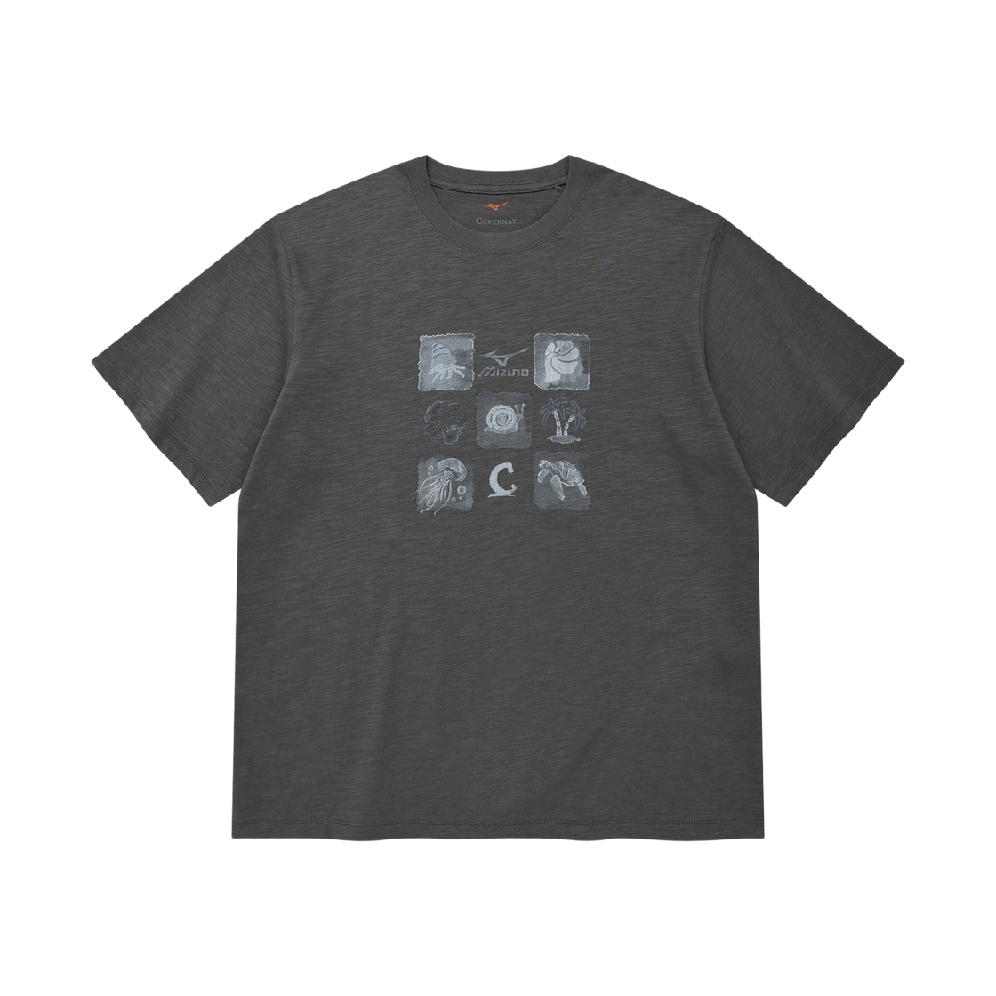 커버낫 x 미즈노 씨 네이처 그래픽 티셔츠 차콜(Covernat x Mizuno Sea Nature Graphic T-Shirt Charcoal) - 1
