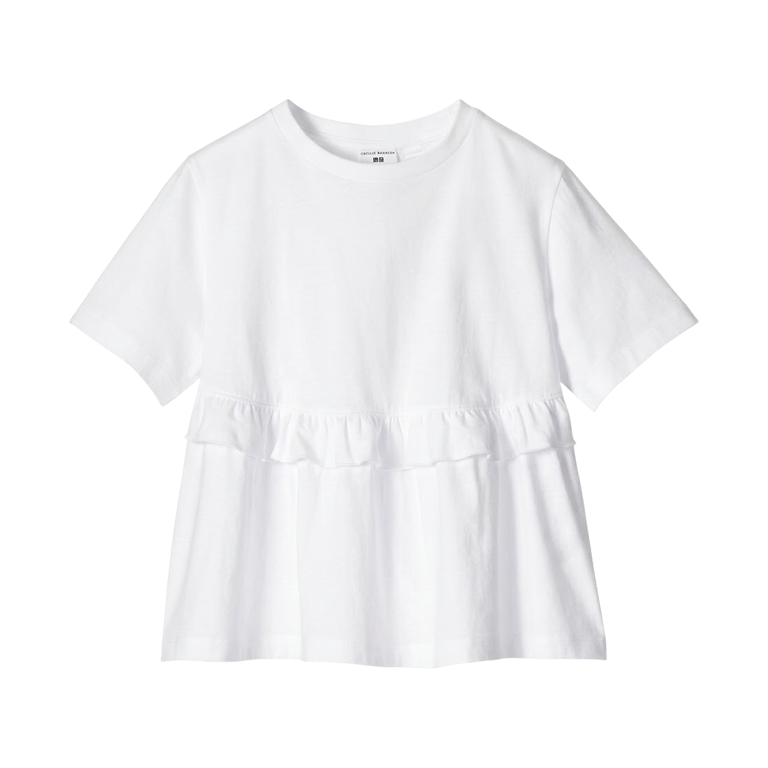 (키즈) 유니클로 x 세실리에 반센 프릴 티셔츠 화이트((Kids) Uniqlo x Cecilie Bahnsen Frill T-Shirt White)