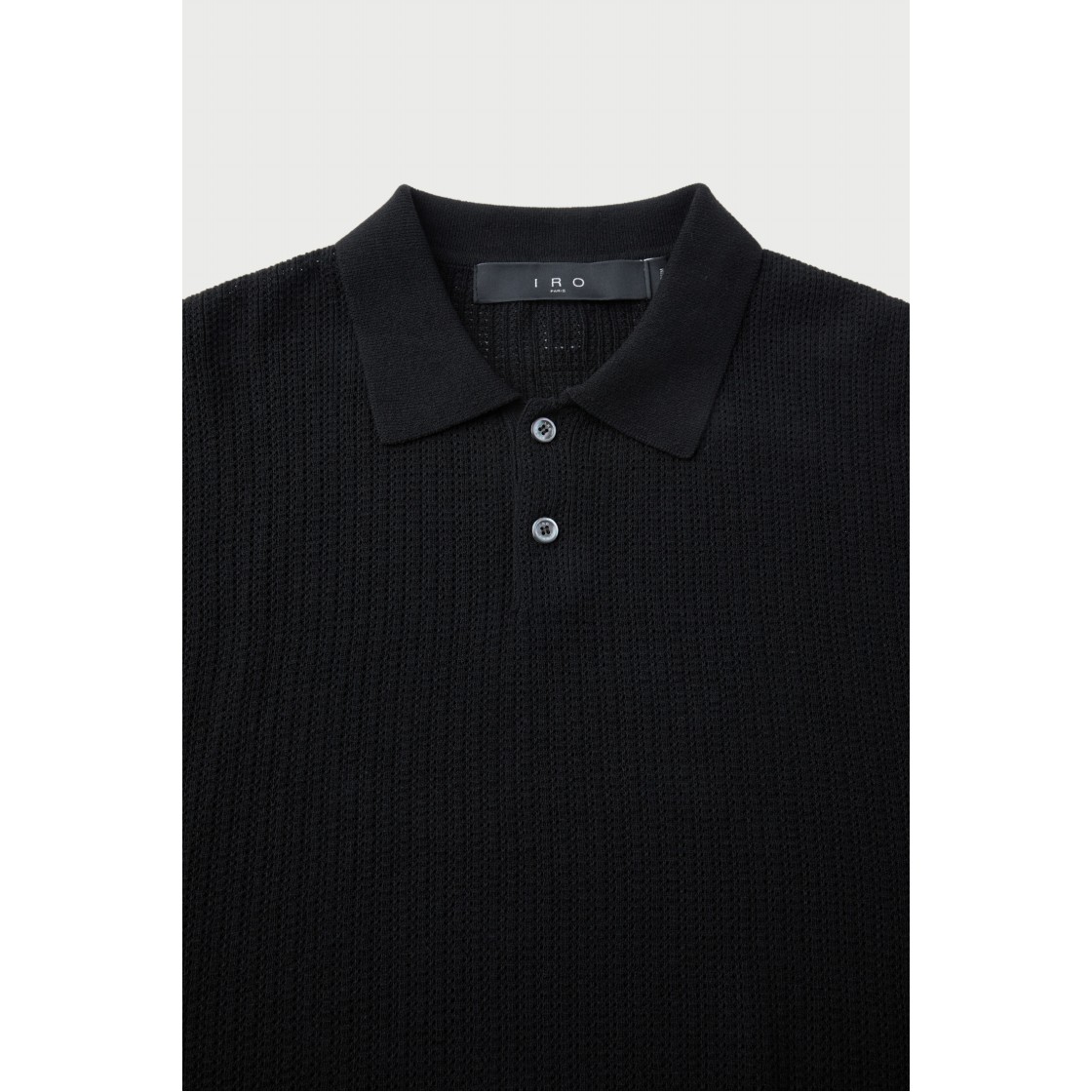 이로 린 미니멀 조직 변형 카라 반팔 니트 블랙(Iro Ligne Minimal Texture Variation Collar Short Sleeve Knit Black) - 4