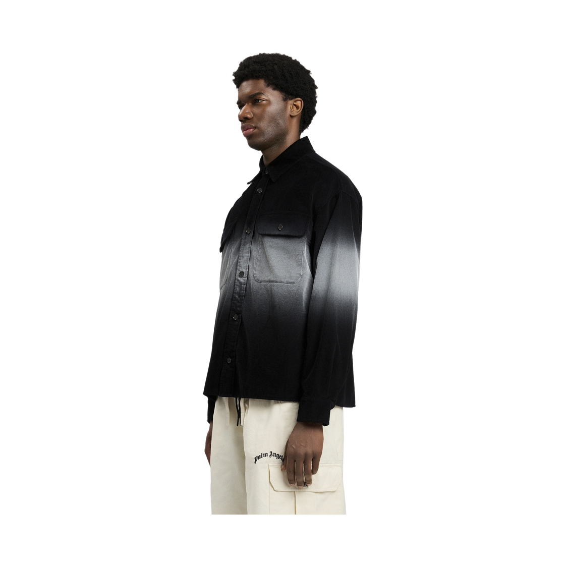 팜엔젤스 클래식 로고 루즈 오버셔츠 - 블랙 오프 화이트(Palm Angels Classic Logo Loose Overshirt - Black Off White) - 3