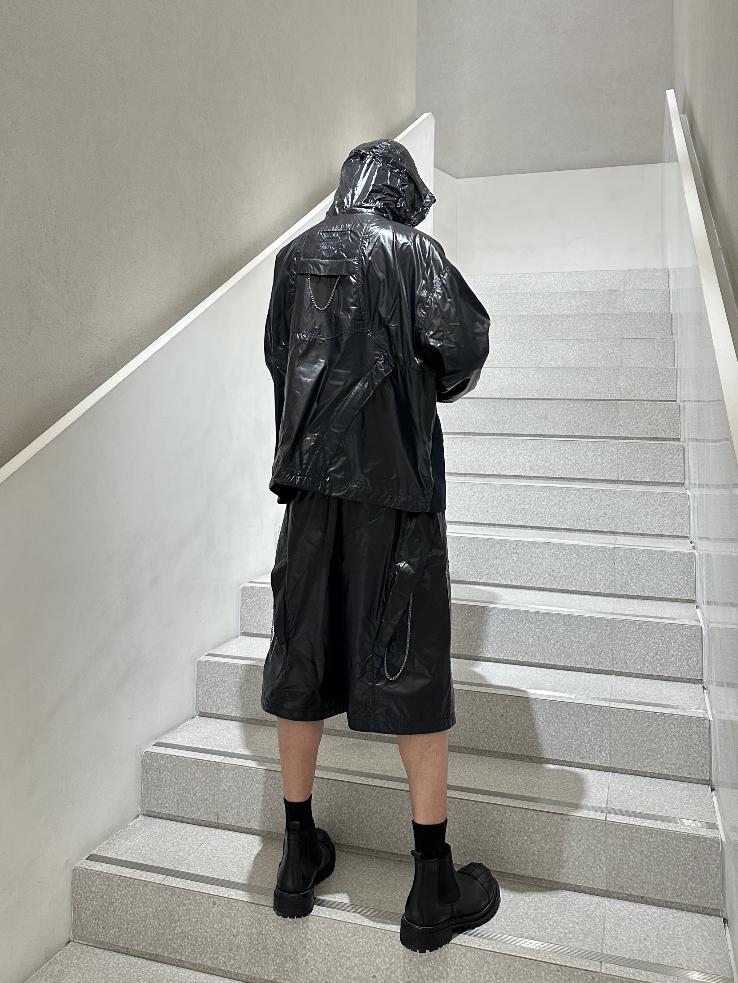 NAUTICA x Undermycar - NTC X UMC UTILITY SHORTS - BLACK, Undermycar x Nautica Utility Parka Black - 25SS 착용 스타일 - 2