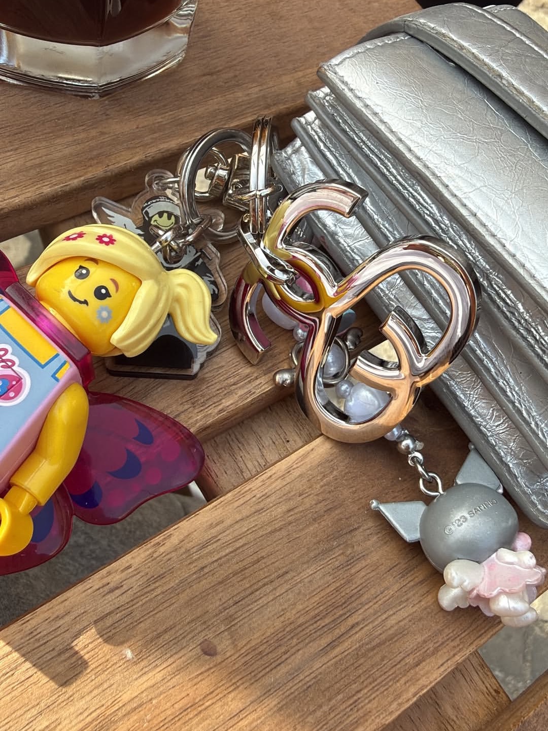 Stussy SS Link Keychain Silver, Matin Kim Accordion Necklace Wallet Silver 착용 스타일 - 2