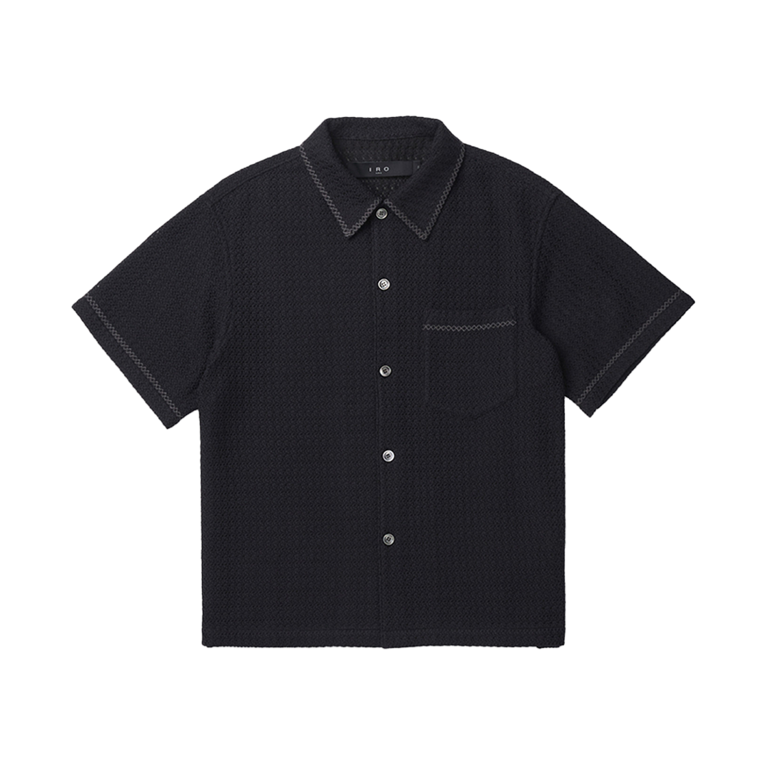 이로 베르뒤르 크로쉐 반팔 자수 셔츠 블랙(Iro Verdures Crochet Short Sleeve Embroidered Shirt Black) - 1