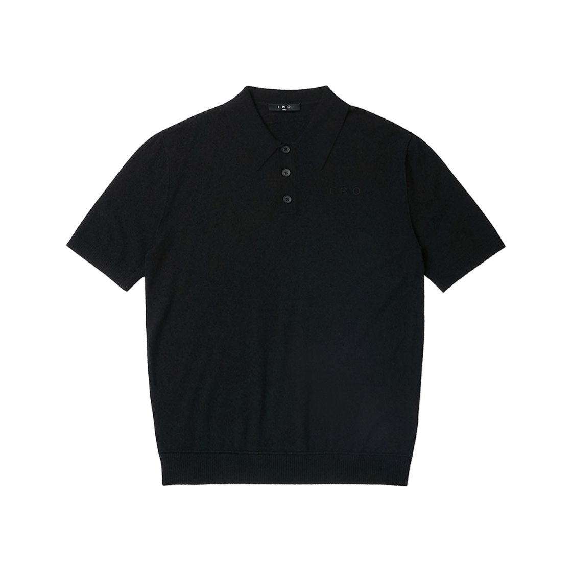 이로 바란코 버튼 카라 숏 슬리브 니트 블랙(Iro Baranco Button Collar Short Sleeve Knit Black) - 1