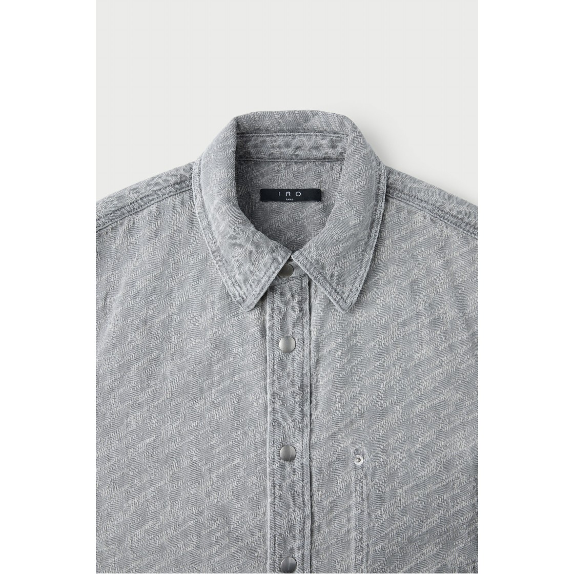 이로 셀로지 워시드 라이트 데님 숏 슬리브 셔츠 그레이(Iro Celosie Washed Light Denim Short Sleeve Shirt Gray) - 4
