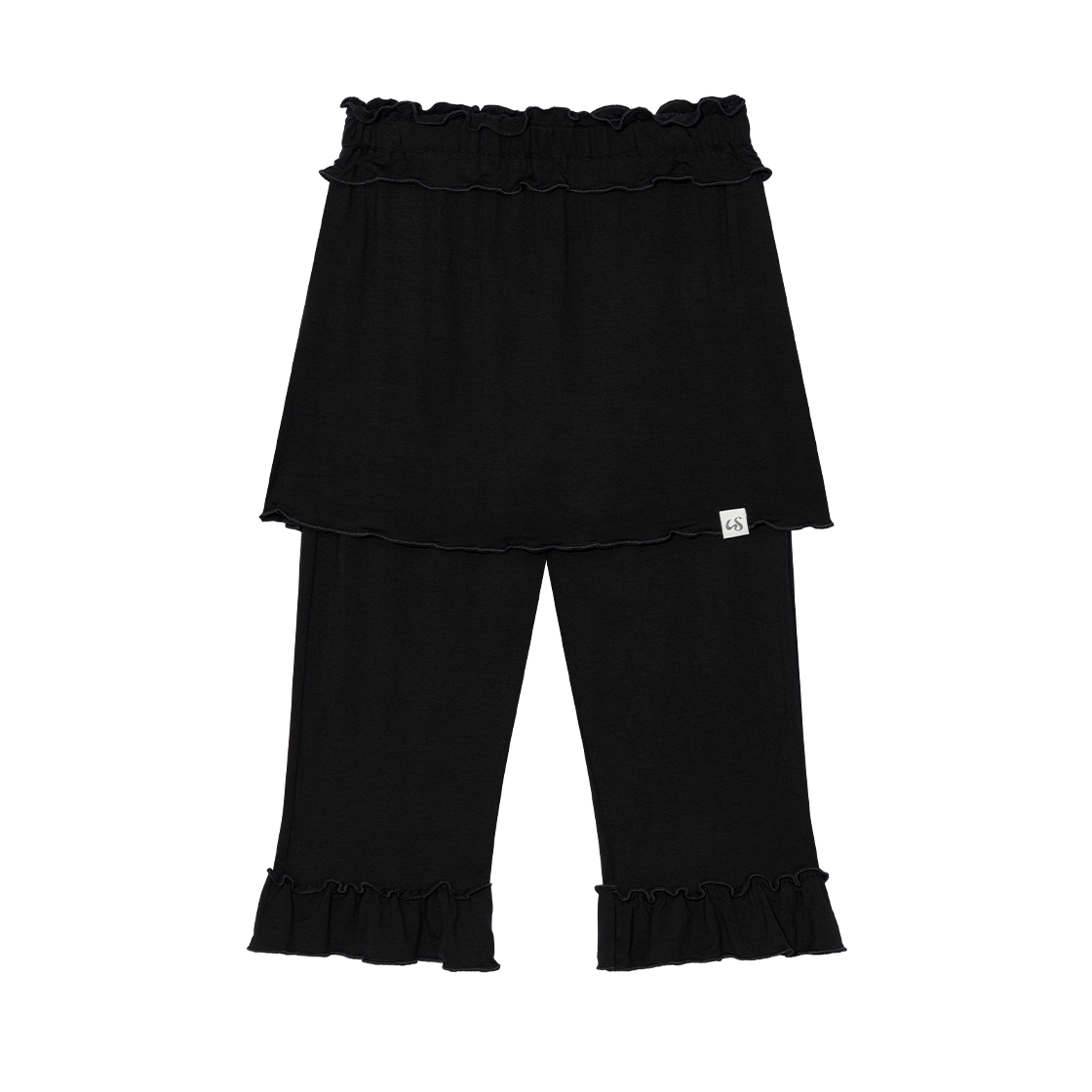 어글리쉐도우 프릴 카프리 스커트 팬츠 블랙(UGLYSHADOW Frill Capri Skirt Pants Black)