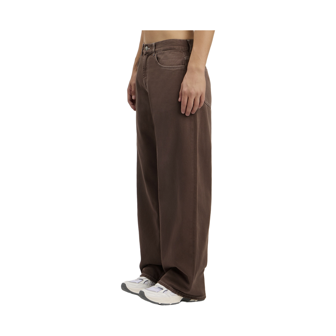 팜엔젤스 클래식 로고 데님 5 포켓 - 브라운 오프 화이트(Palm Angels Classic Logo Denim 5 Pockets - Brown Off White) - 3