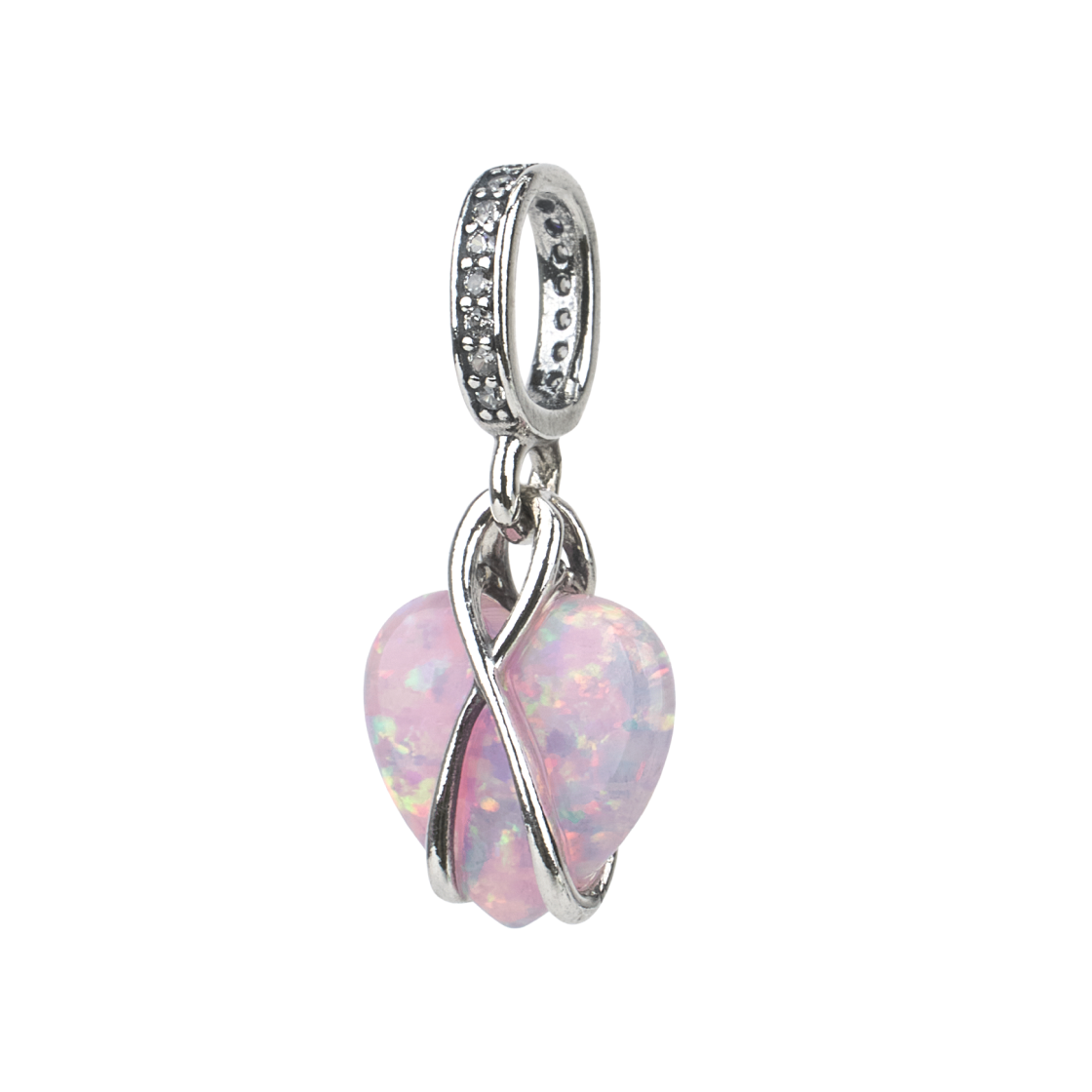 (W) 판도라 맘 오팔센트 하트 댕글 참 스털링 실버 핑크((W) Pandora Mom Opalescent Heart Dangle Charm Sterling Silver Pink) - 2