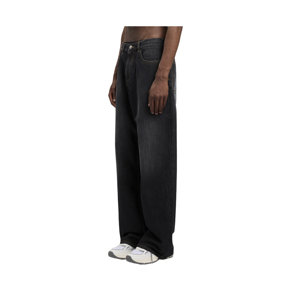 팜엔젤스 VW 커브드 로고 루즈 5 포켓 - 빈티지 블랙 빈티지 블랙(Palm Angels Vw Curved Logo Loose 5 Pocket - Vintage Black) - 3