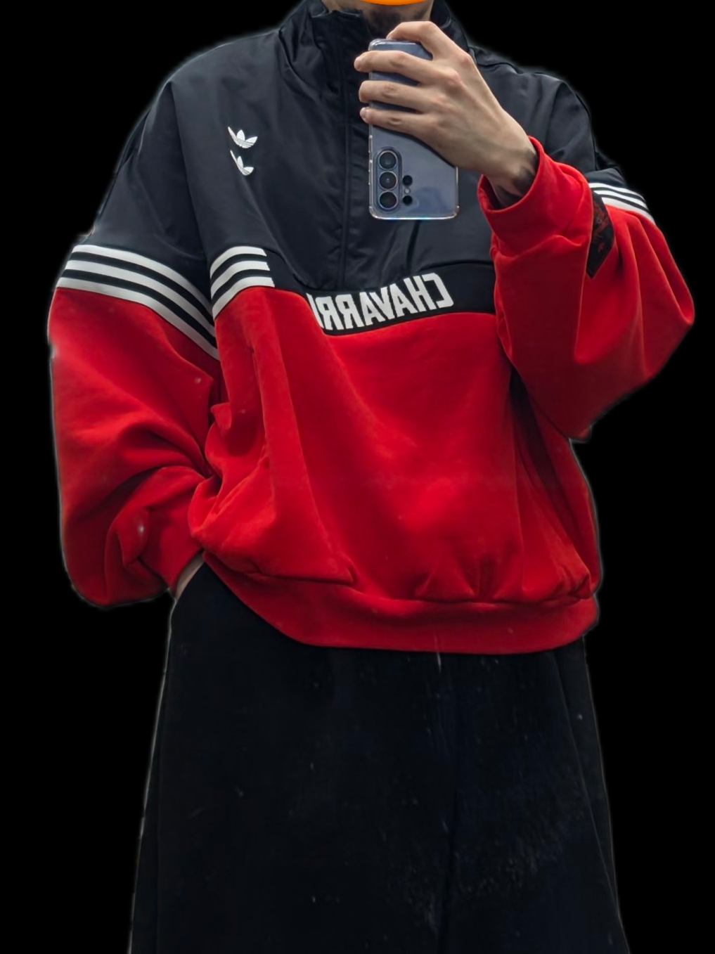 Adidas x Willy Chavarria Chavarria Gomez Pullover Top Black Red - US Sizing 착용 스타일 - 2