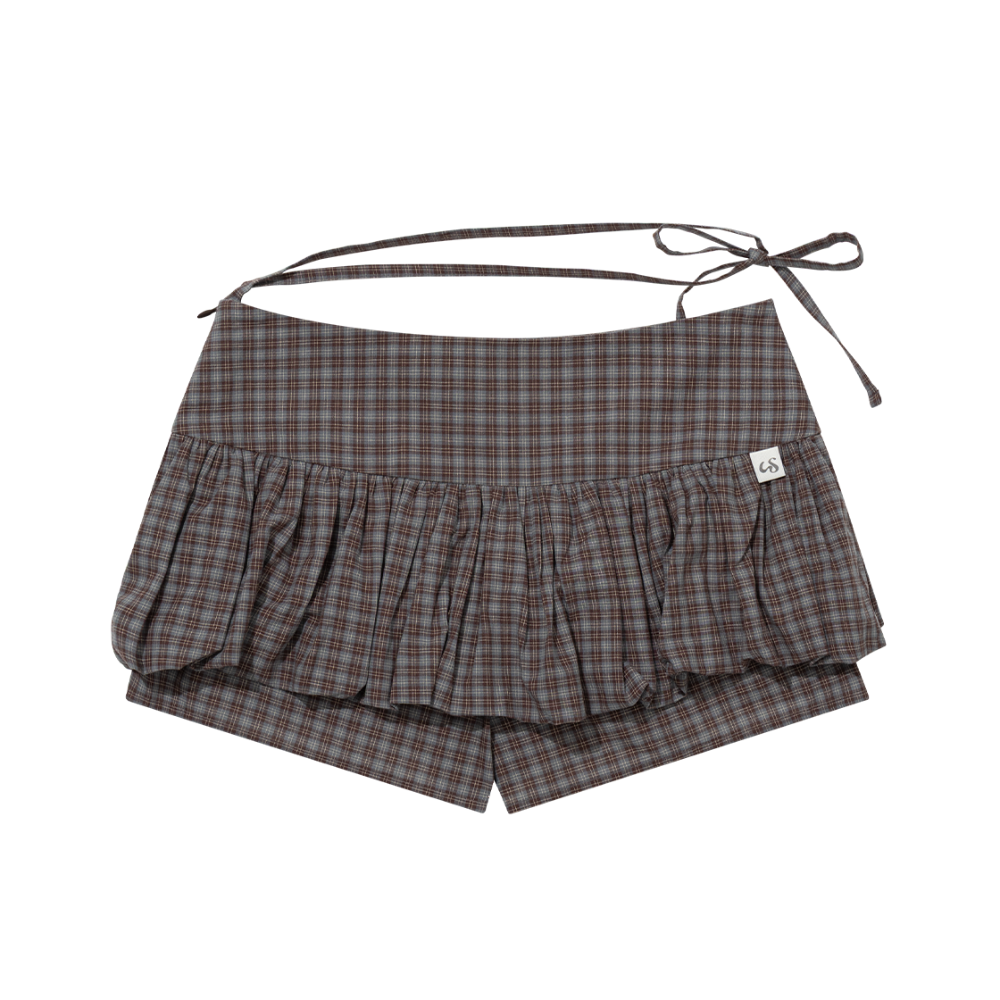 어글리쉐도우 체커드 펌킨 스커트 팬츠 브라운(UGLYSHADOW Checkered Pumpkin Skirt Pants Brown) - 2