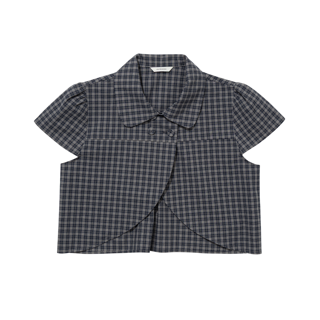 어글리쉐도우 체커드 더블 블라우스 네이비(UGLYSHADOW Checkered Double Blouse Navy)