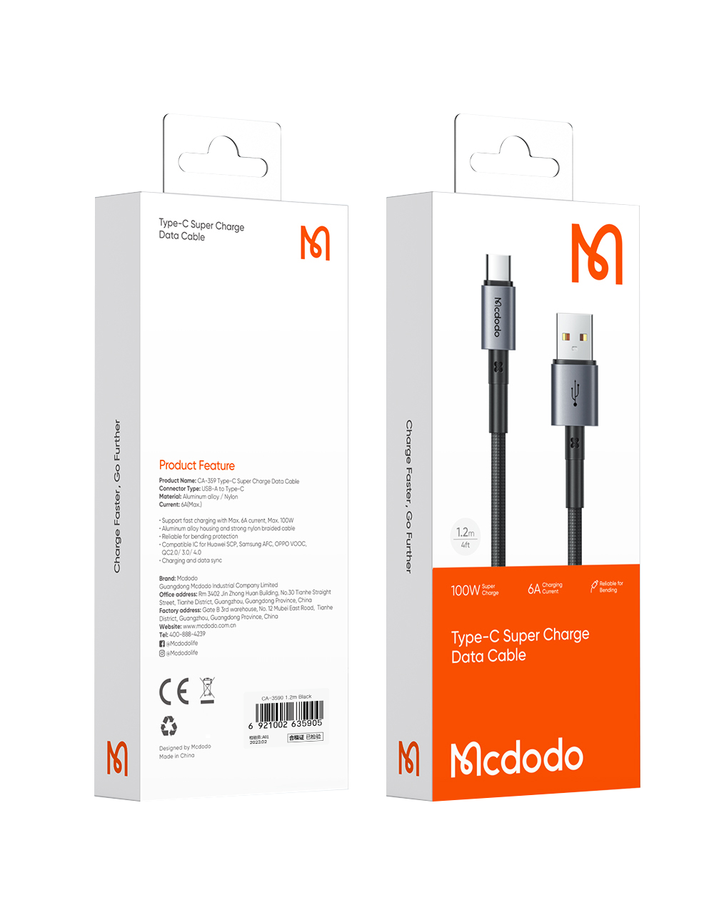 맥도도 TR USB-A to C타입 고속충전 케이블 1.8m CA359(Mcdodo 6A USB-A to C Fast Charging Cable 1.8m CA359) - 6