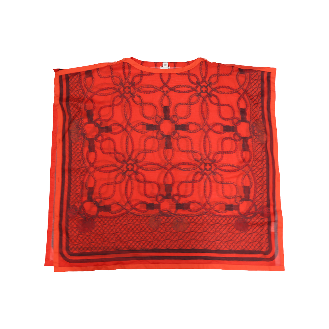 에르메스 로프 프린팅 케이프 레드 다크 브라운(Hermes Rope Print Cape Red & Dark Brown) - 1