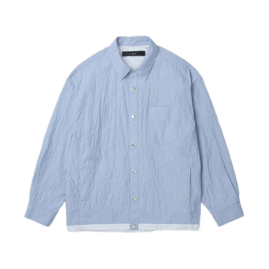 이로 스트라이프 크리즈 유틸리티 셔켓 라이트 블루(Iro Stripe Crease Utility Shacket Light Blue)