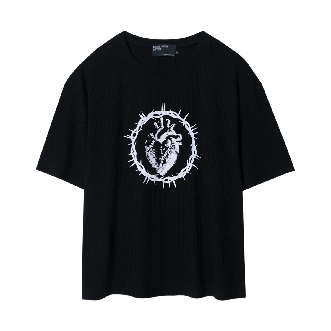노드 세인트 하트 리브 티셔츠 블랙(NOD Saint heart Ribbed T-shirts Black)