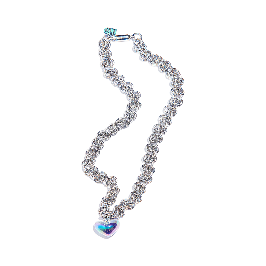 니로 세렌디피티 홀로그램 하트 비잔틴 체인 네클리스 #93(NiRO.SERENDiPiTY Hologram Heart Byzantine Chain Necklace #93) - 4