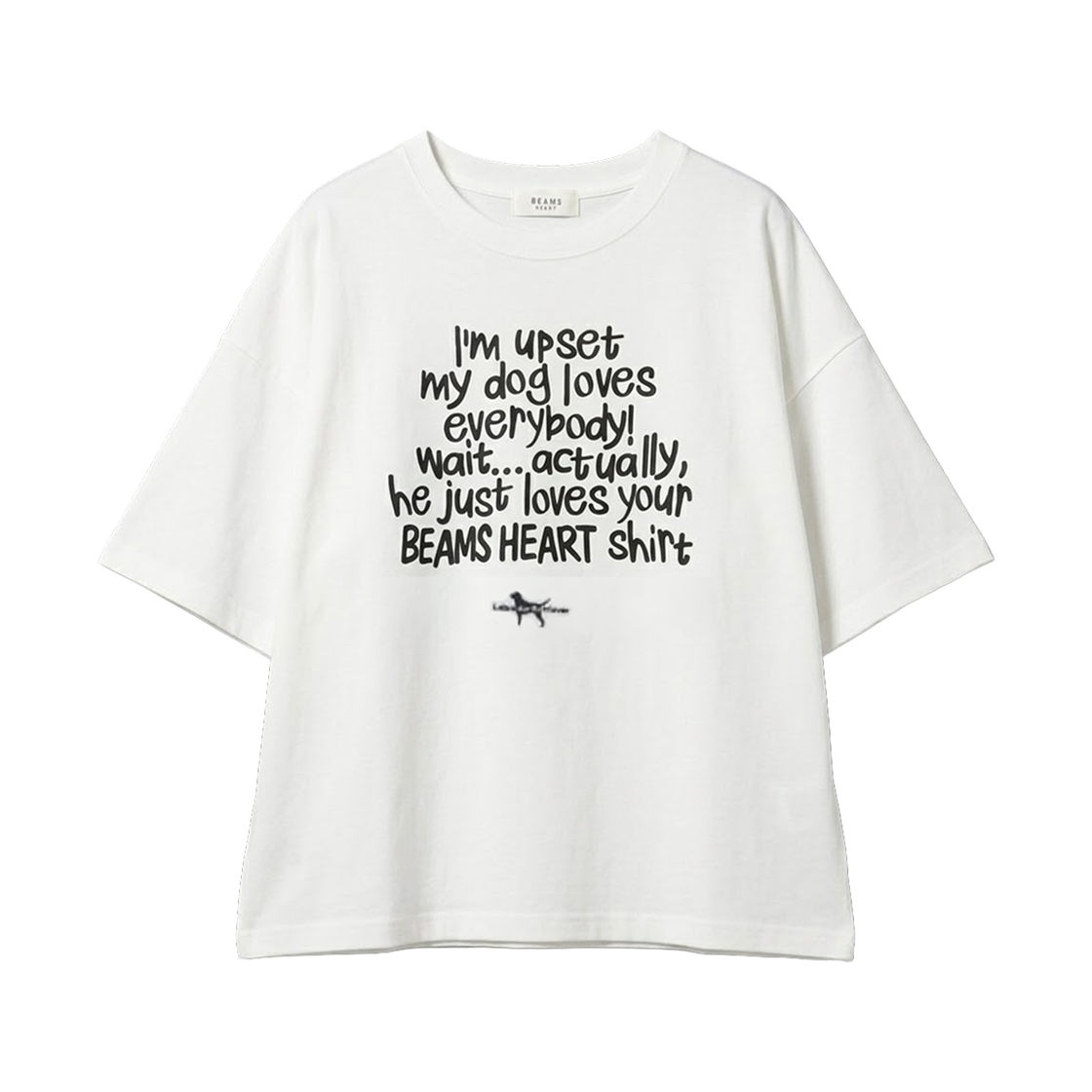43-04-0352-213 (W) Beams Heart x Labrador Retriever Letter Logo T-Shirt Off White