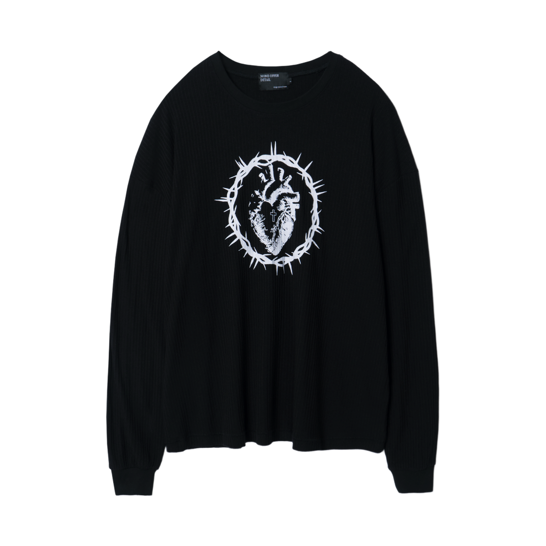 노드 세인트 하트 리브 롱 슬리브 블랙(NOD Saint heart Ribbed Long sleeve Black)
