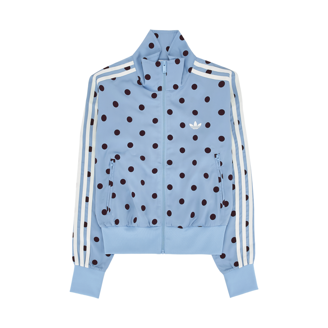 (W) 아디다스 오리지널스 새틴 폴카 닷 트랙 탑 클리어 스카이 - KR 사이즈((W) Adidas Originals Satin Polka Dot Track Top Clear Sky - KR Sizing) - 1