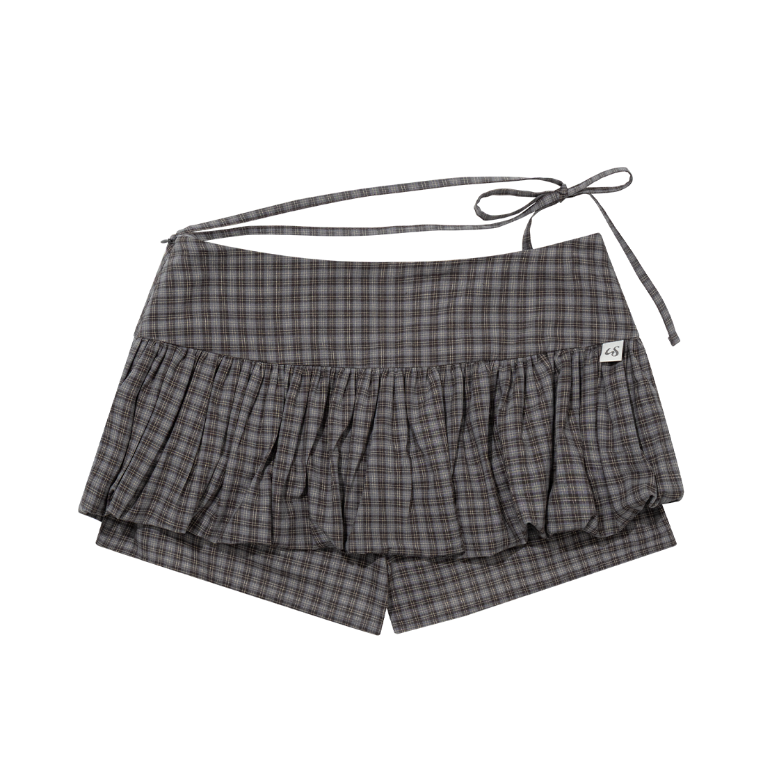 어글리쉐도우 체커드 펌킨 스커트 팬츠 그레이(UGLYSHADOW Checkered Pumpkin Skirt Pants Grey) - 2