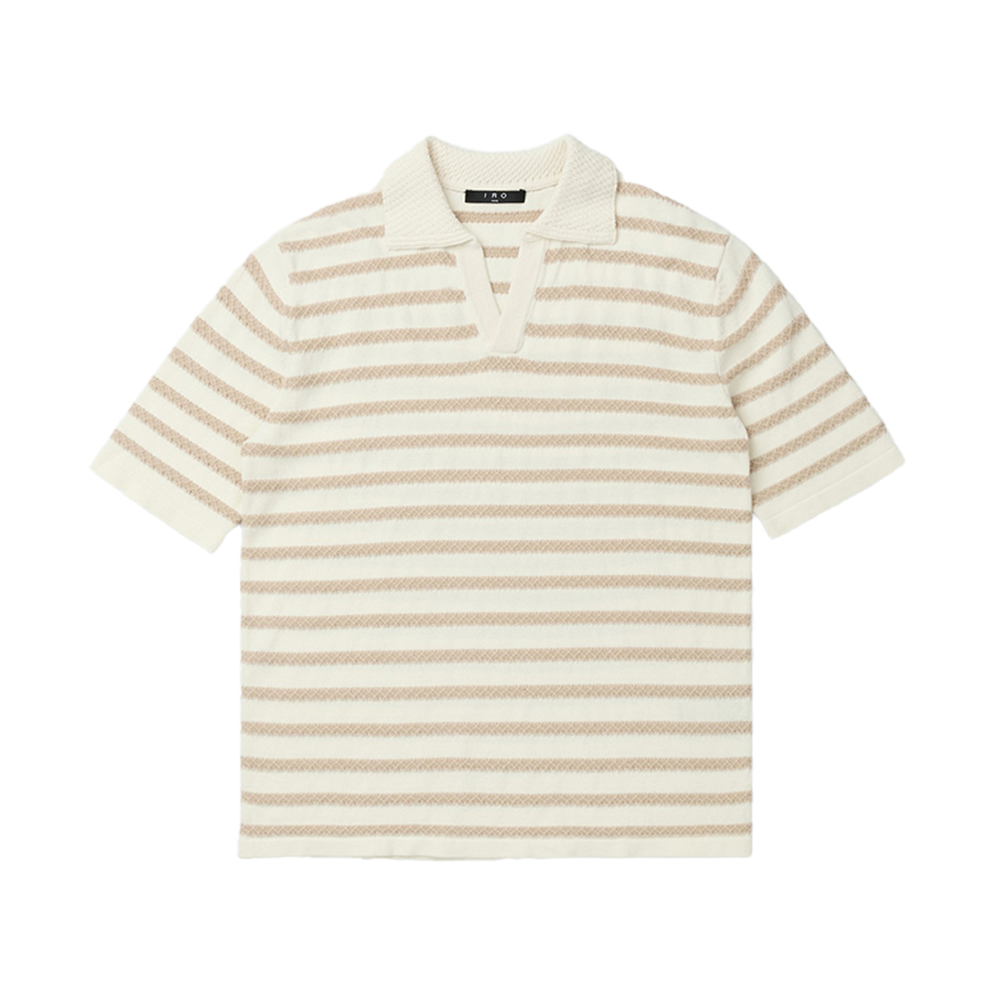이로 마나우스 스트라이프 숏 슬리브 니트 베이지 패턴(Iro Manaus Stripe Short Sleeve Knit Beige Pattern)
