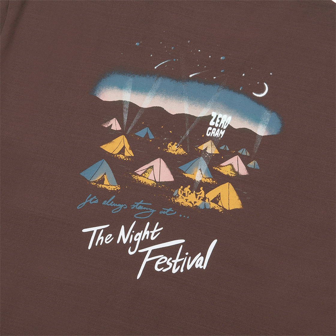 제로그램 NIGHT FESTIVAL Espol 백그래픽 반팔 티셔츠(ZEROGRAM Night Festival Espol Back Graphic SS Brown) - 3