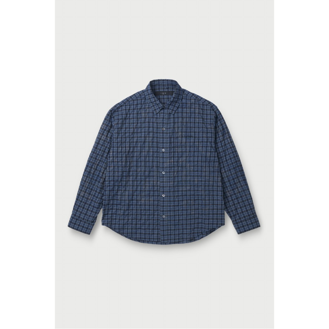 이로 카덴스 체크 시어 다잉 긴팔 셔츠 블루(Iro Cadence Check Sheer Dyed Long Sleeve Shirt Blue) - 3