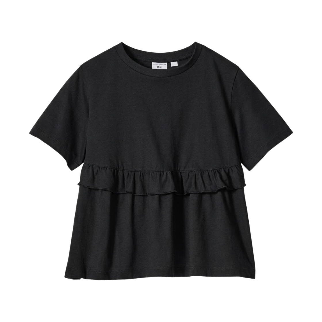 (키즈) 유니클로 x 세실리에 반센 프릴 티셔츠 블랙((Kids) Uniqlo x Cecilie Bahnsen Frill T-Shirt Black)