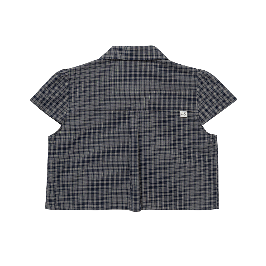 어글리쉐도우 체커드 더블 블라우스 네이비(UGLYSHADOW Checkered Double Blouse Navy) - 2