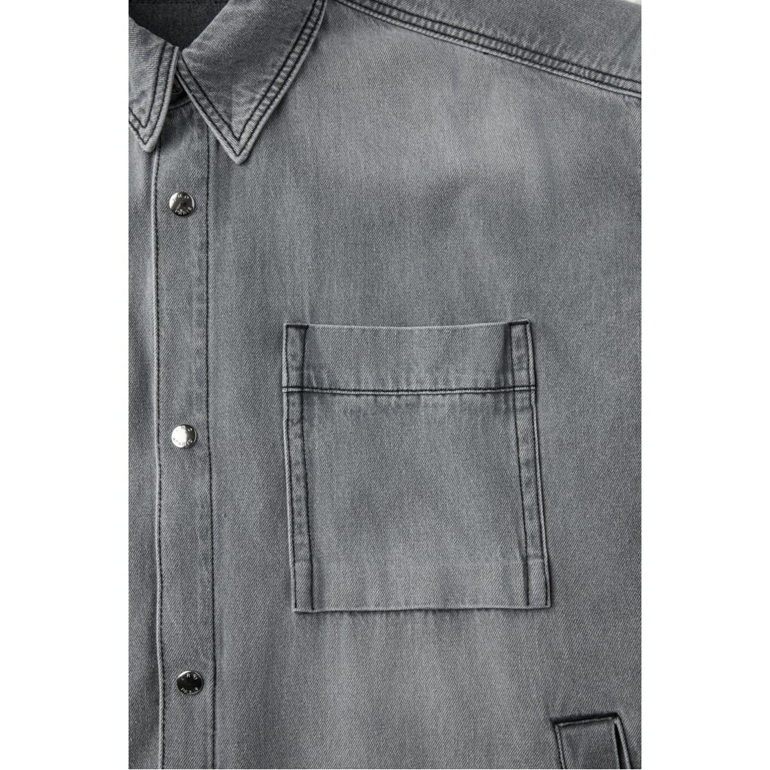 이로 아주레 데님 긴팔 셔켓 라이트 그레이(Iro Azuree Denim Long Sleeve Shacket Light Gray) - 5
