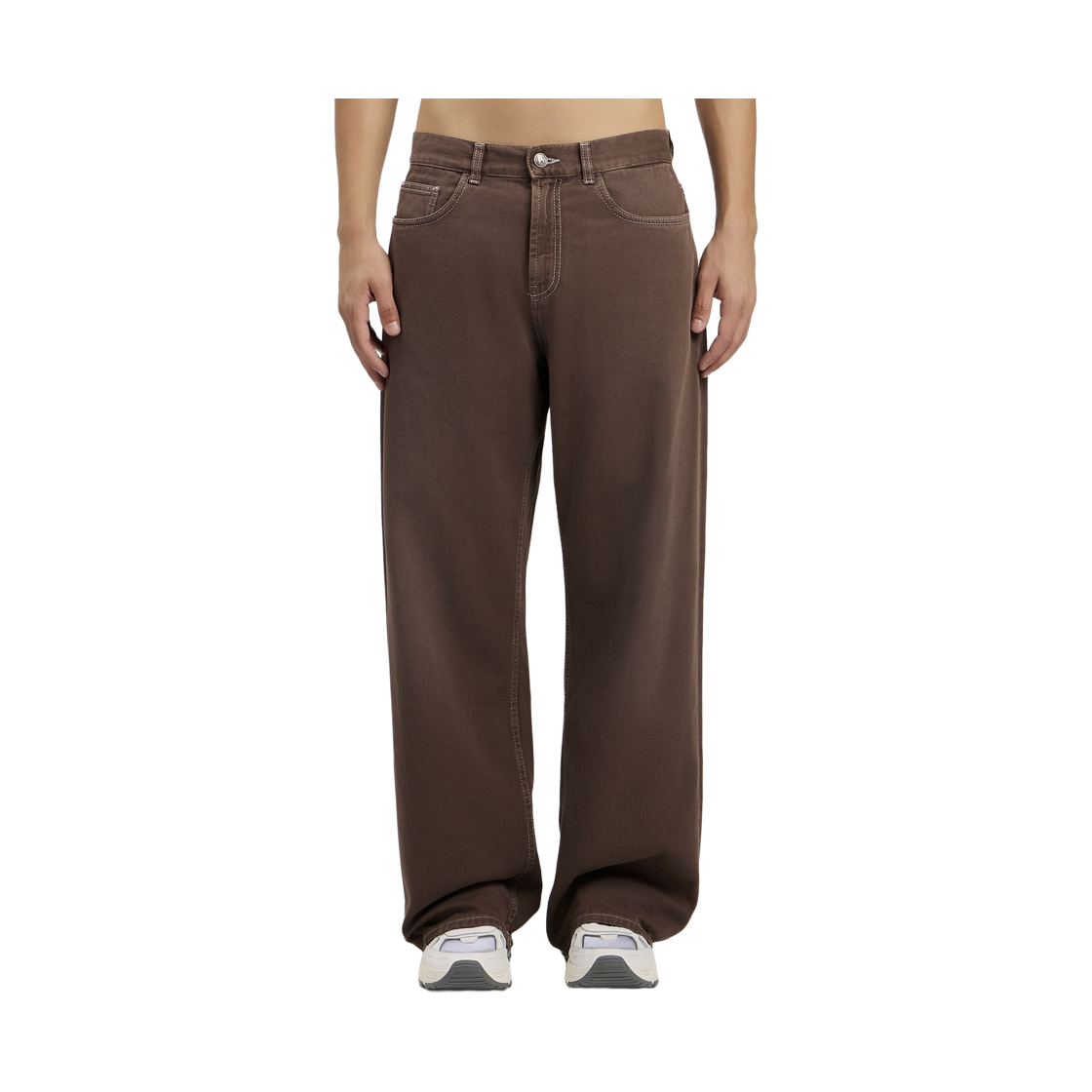 팜엔젤스 클래식 로고 데님 5 포켓 - 브라운 오프 화이트(Palm Angels Classic Logo Denim 5 Pockets - Brown Off White) - 2