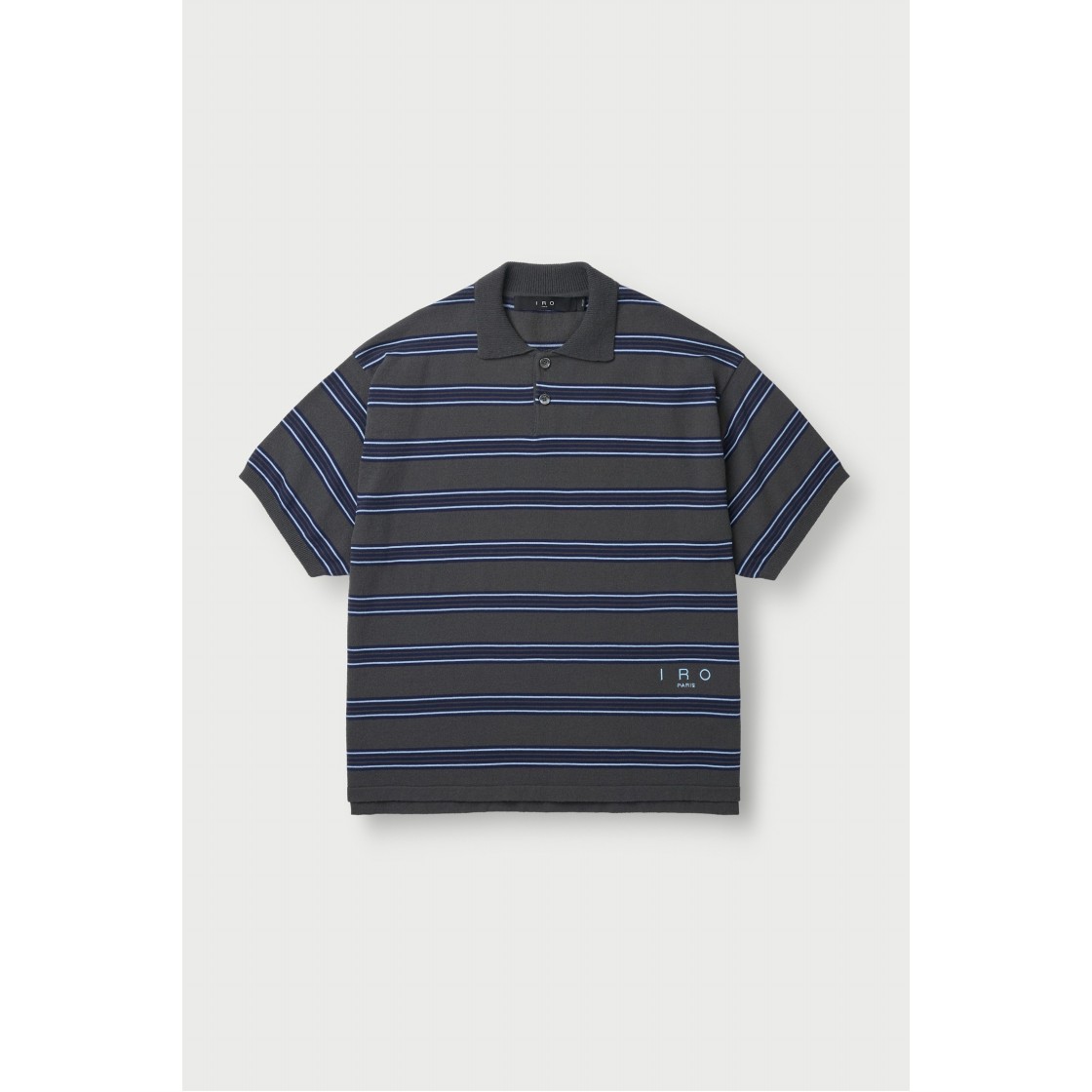 이로 마레 카라 스트라이프 테리 반팔 스웨터 다크 그레이(Iro Maree Collar Stripe Terry Short Sleeve Sweater Dark Gray) - 2