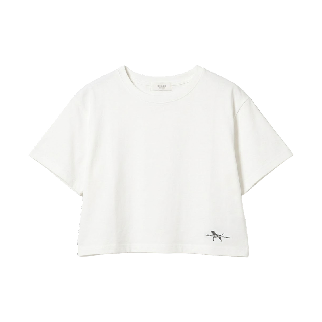 43-04-0351-213 (W) Beams Heart x Labrador Retriever Silket Crop T-Shirt Off White