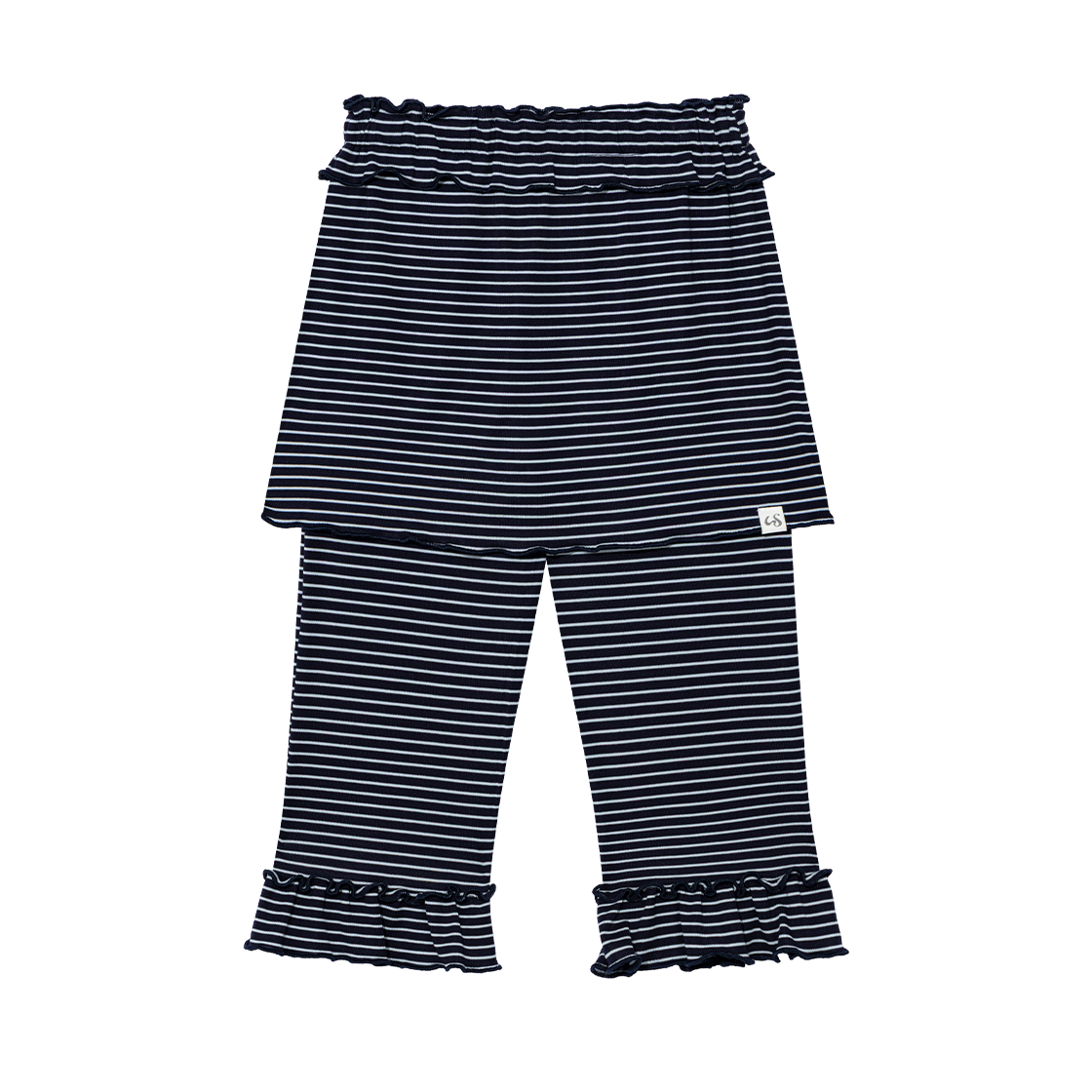 어글리쉐도우 프릴 카프리 스커트 팬츠 스트라이프 네이비(UGLYSHADOW Frill Capri Skirt Pants(St Navy)) - 1