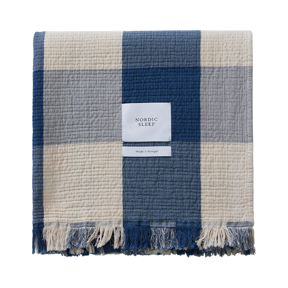 노르딕슬립 오가닉 코튼 스로우 블랭킷 블루/베이지(Nordic Sleep Organic Cotton Throw Blanket Blue/Beige)
