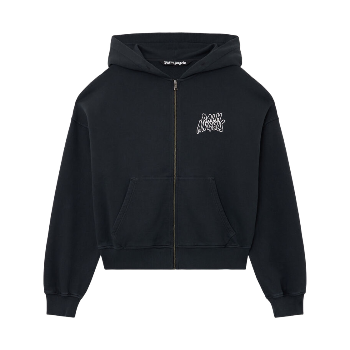 팜엔젤스 팜 리프 집드 루즈 후디 - 블랙 오버(Palm Angels Palm Leaf Zipped Loose Hoodie - Black Multicolor)