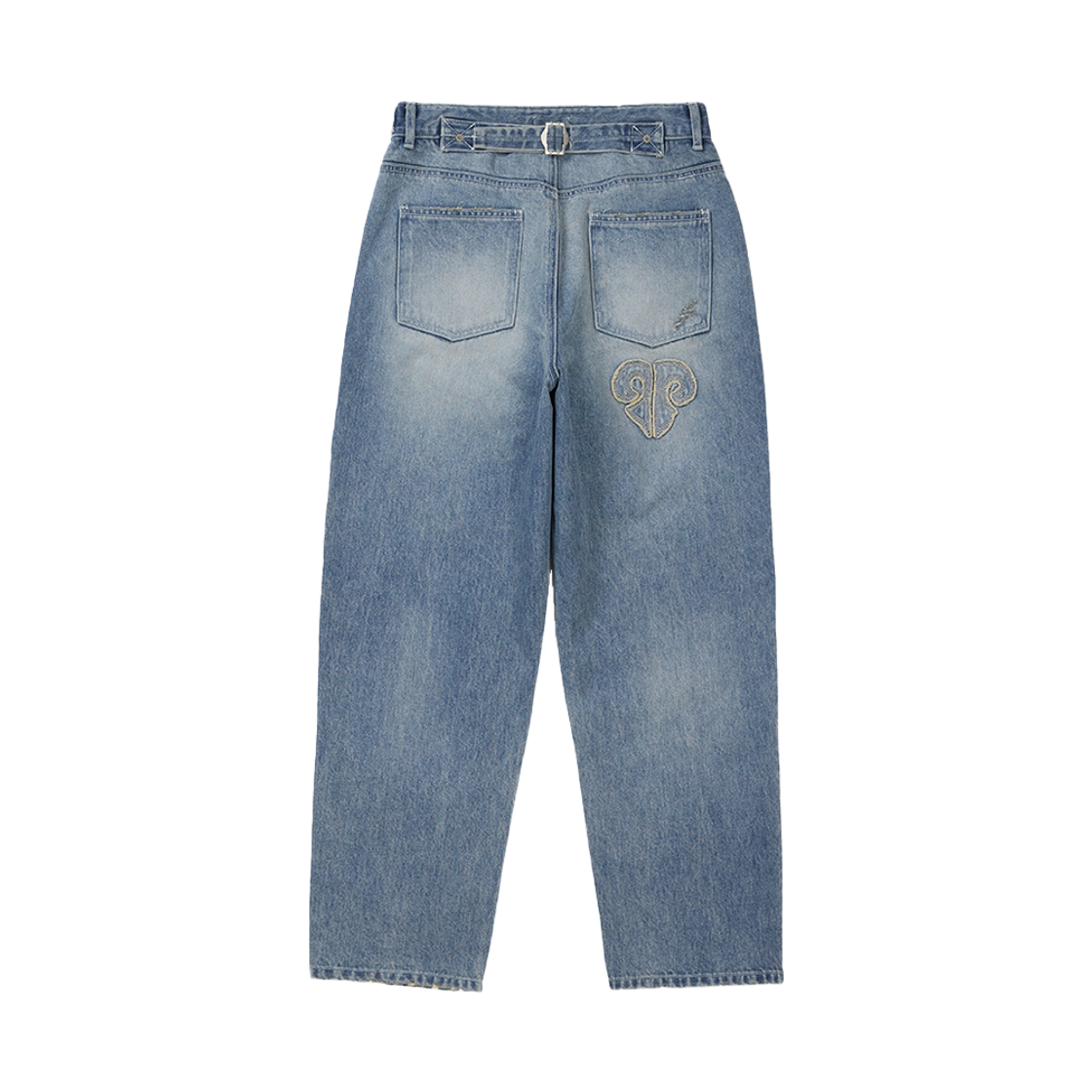 카락터 프레이 패치 데님 팬츠 라이트 블루(Karactor Fray Patch Denim Pants Light blue) - 2