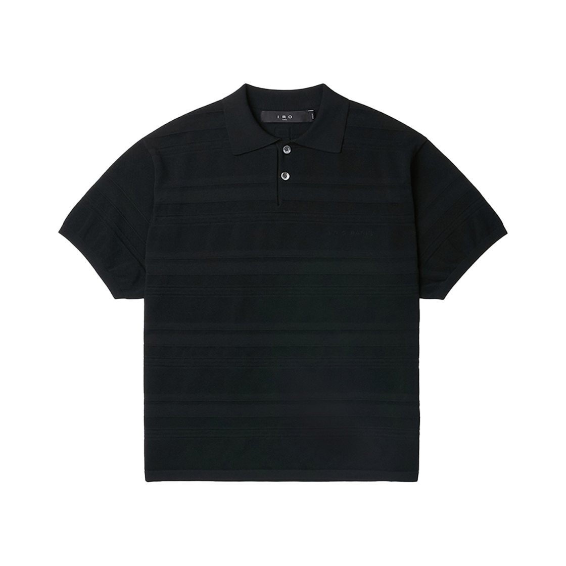 이로 갈롱 카라 볼륨 스트라이프 반팔 스웨터 블랙(Iro Galon Collar Volume Stripe Short Sleeve Sweater Black) - 1
