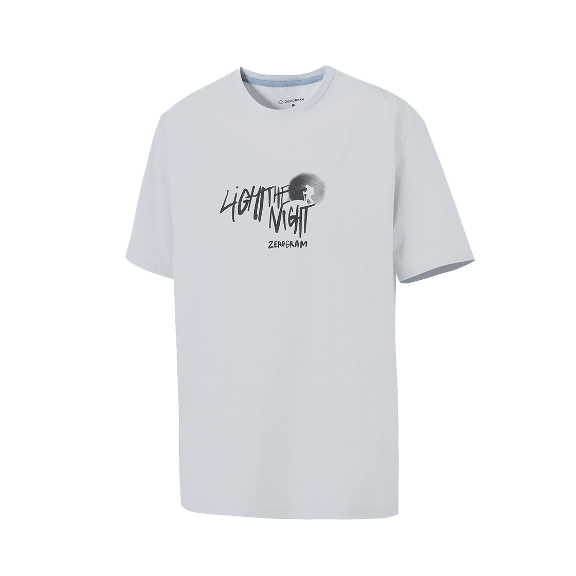 제로그램 LIGHT THE NIGHT Espol 그래픽 반팔 티셔츠(ZEROGRAM Light The Night Espol Graphic SS Light Gray)